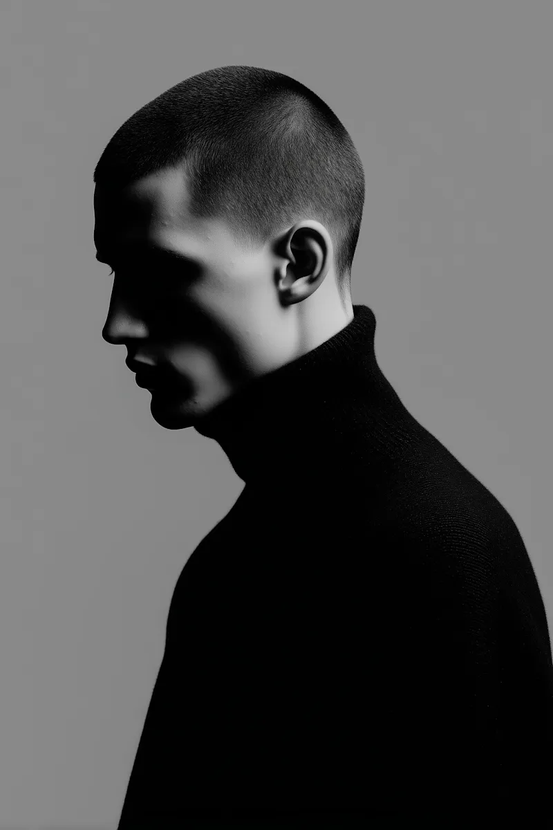 AI product studio portrait black and white photography